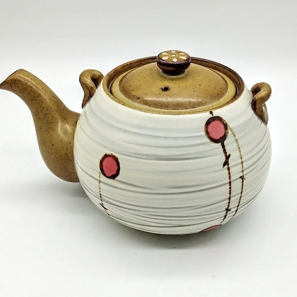 Handmade Korean Chulhwa Buncheong Cherry Ceramic Tea Set